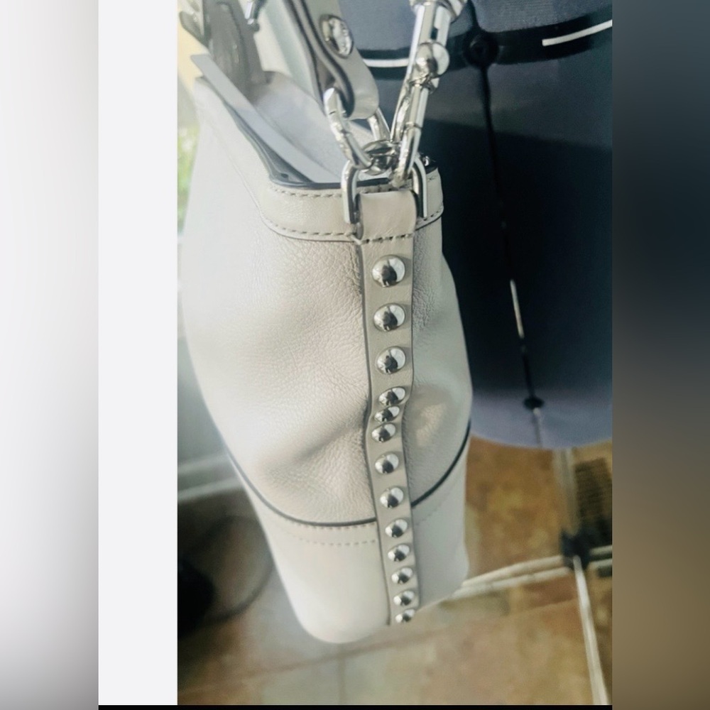 Rebecca Minkoff Cream Leather Silver Studded Crossbody Bag Purse NWOT - Picture 6 of 16